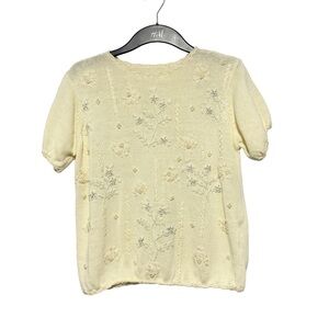 Floral embroidered Short-sleeve Sweater Size S